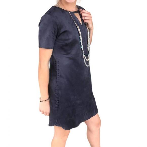 NEW TRIBAL suede laced side dress in slate - Picture 2 of 3